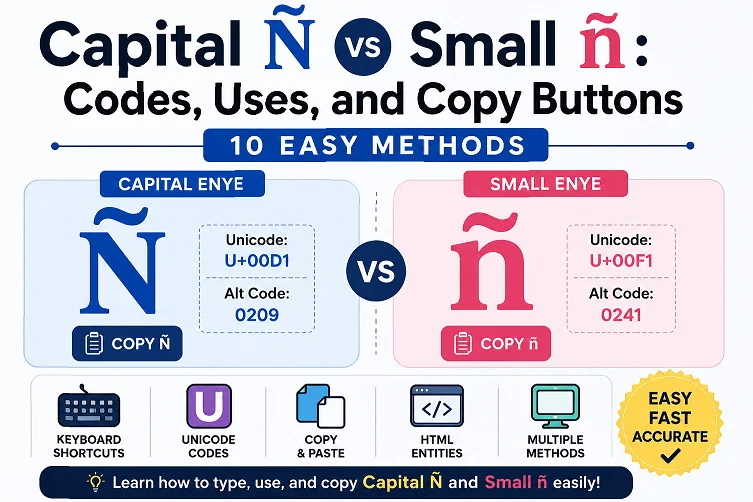 Capital Ñ vs Small ñ Codes, Uses, and Copy Buttons