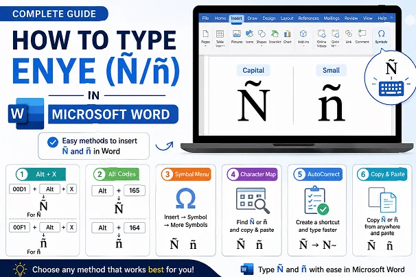 How to type Ñ and ñ in Microsoft Word using easy keyboard methods